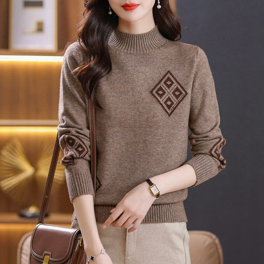 Winter Mock Neck Women's Knitted Sweater