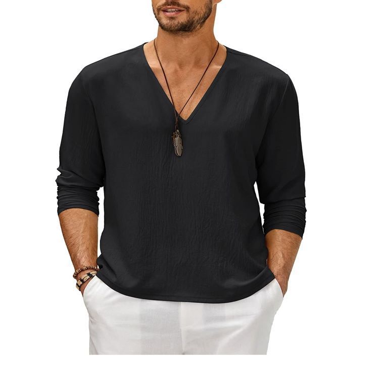 Men's Solid Color Patchwork Pullover