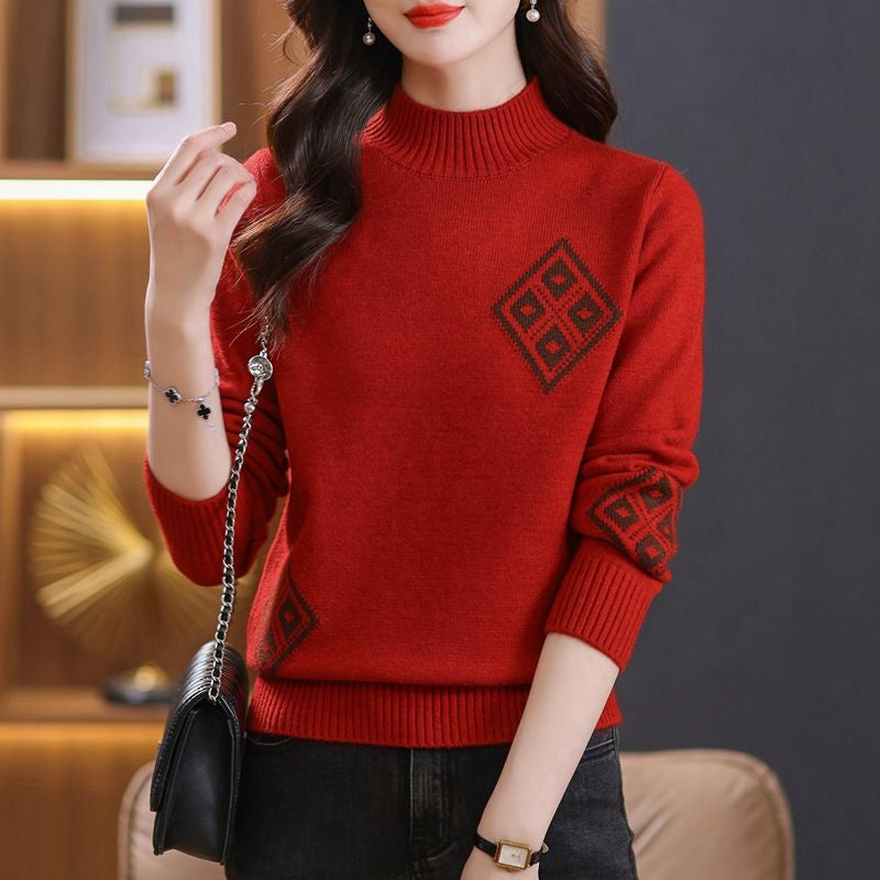 Winter Mock Neck Women's Knitted Sweater