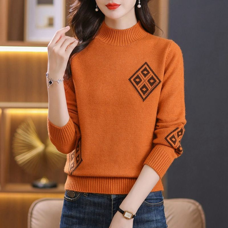 Winter Mock Neck Women's Knitted Sweater