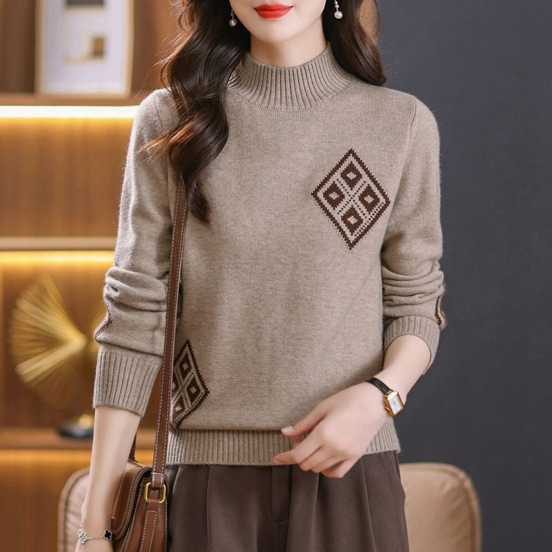 Winter Mock Neck Women's Knitted Sweater