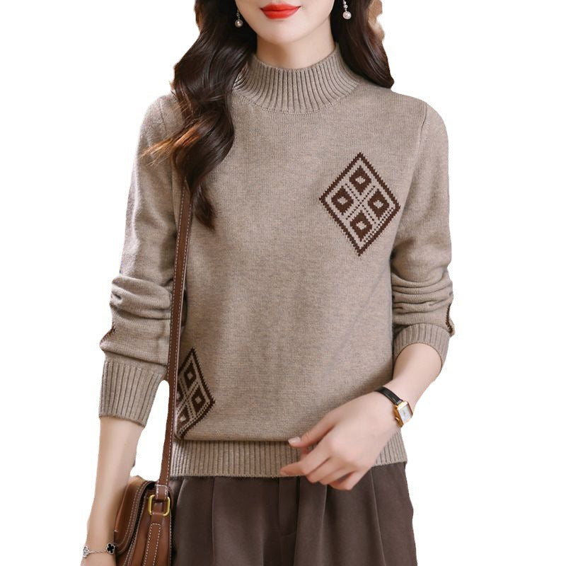 Winter Mock Neck Women's Knitted Sweater