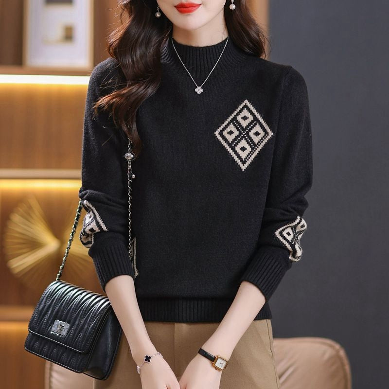 Winter Mock Neck Women's Knitted Sweater